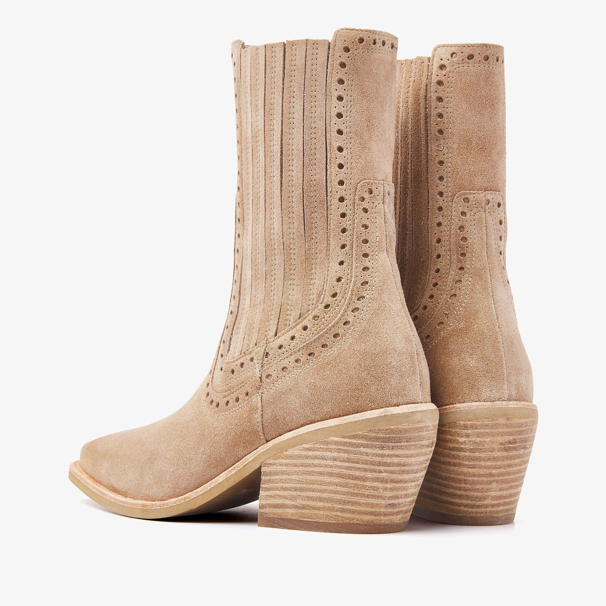 beige ankle boots suede